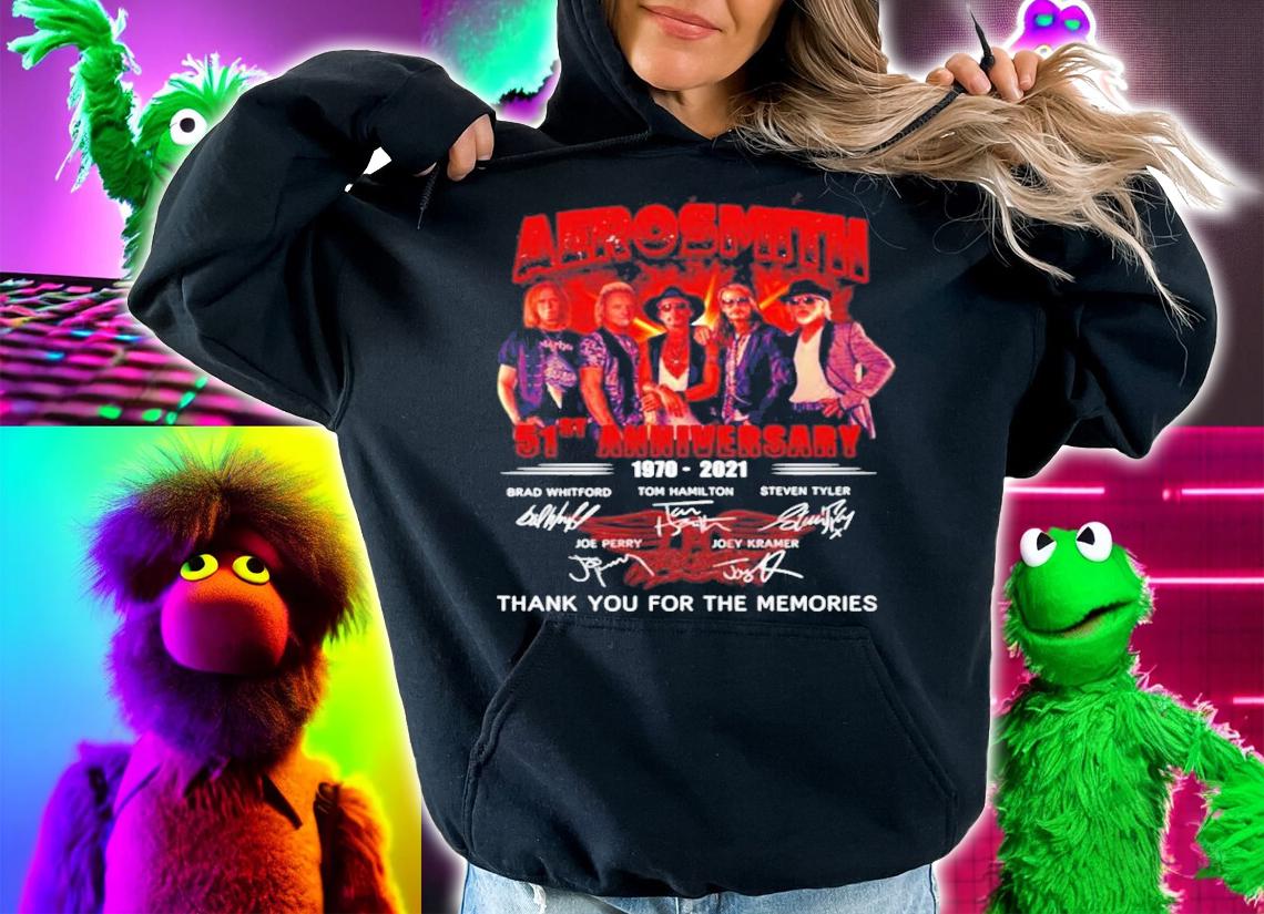Aerosmith 51th anniversary 1970-2021 thank you for the memories t-shirt hoodie