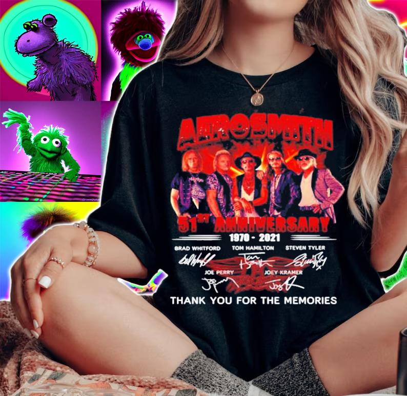Aerosmith 51th anniversary 1970-2021 thank you for the memories t-shirt woman shirt
