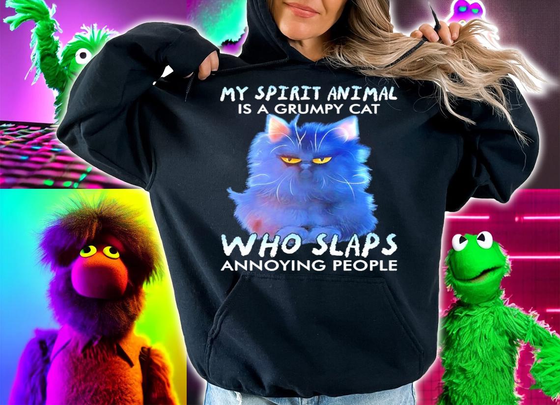 Cat my spirit animal is a grumpy cat who slaps annoying people shirt hoodie