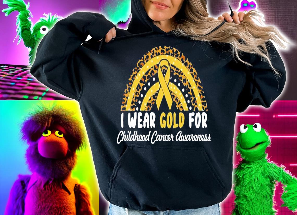 I wear gold for Childhood Cancer Awareness rainbow shirt hoodie