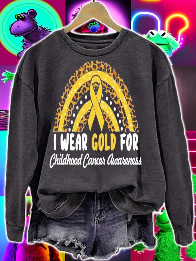I wear gold for Childhood Cancer Awareness rainbow shirt sweatshirt