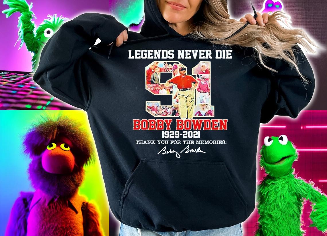 Legends never die Bobby Bowden 1929-2021 thank You for the memories signature T-shirts, hoodie and sweatshirt
