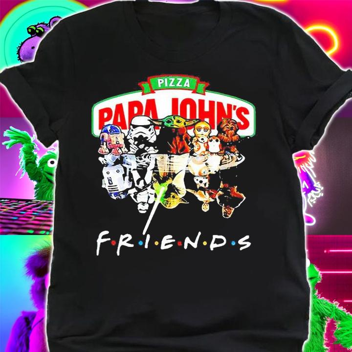 Star Wars characters chibi water reflection Pizza Papa John's friends T-shirt shirt
