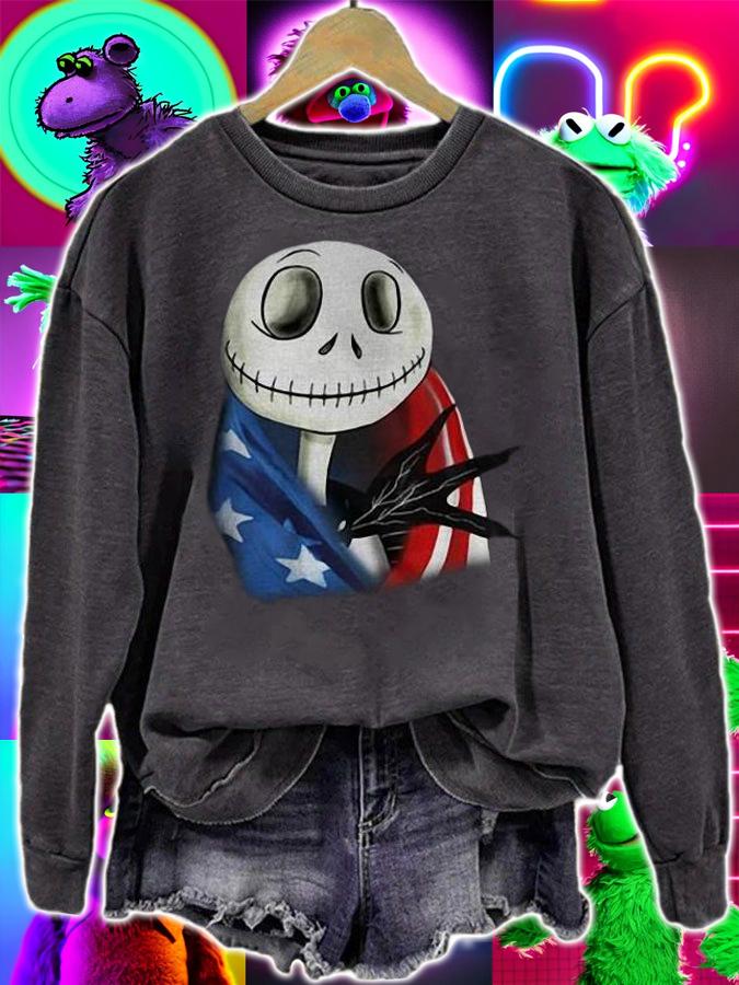 4th July independence day Skellington capes American flag shirt sweatshirt