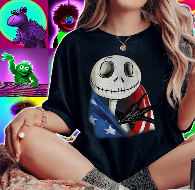 4th July independence day Skellington capes American flag shirt woman shirt