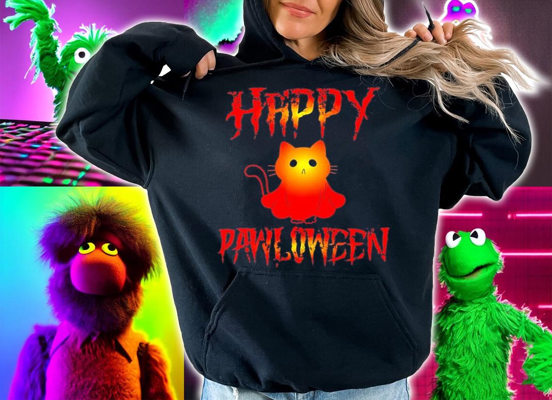 Halloween Cats Ghost Happy Pawloween Shirt