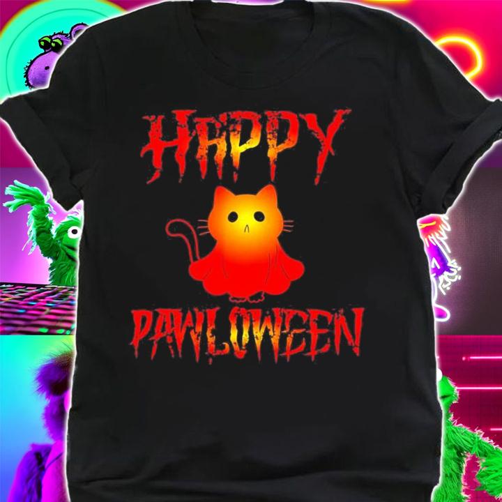 Halloween Cats Ghost Happy Pawloween Shirt
