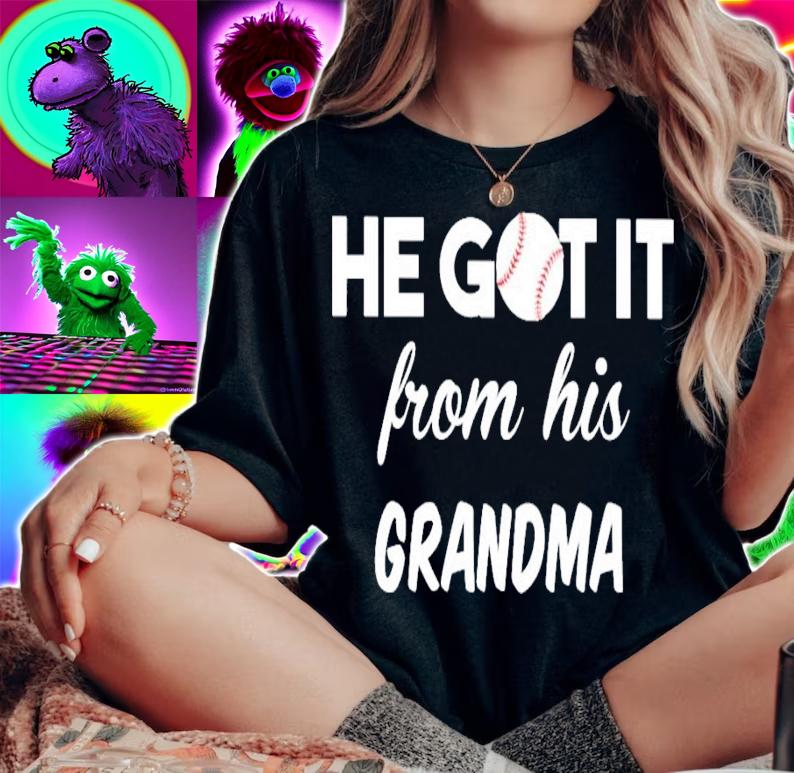 Baseball he got it from his grandma shirt woman shirt