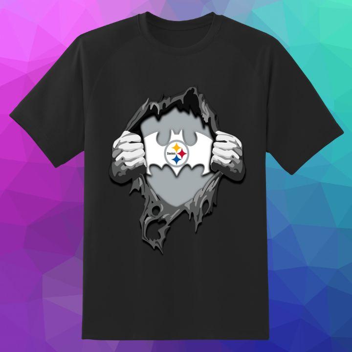 Blood Inside Me Pittsburgh Steelers Batman Logo T-Shirt - Unique Design