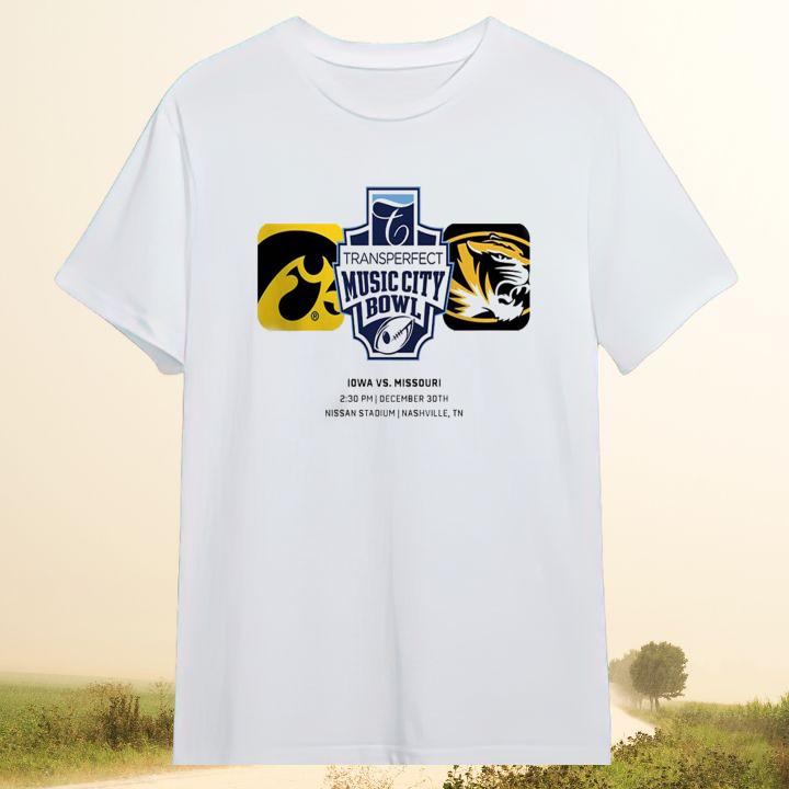 Official Iowa Hawkeyes Vs Missouri Tigers Music City Bowl Nashville T-Shirt