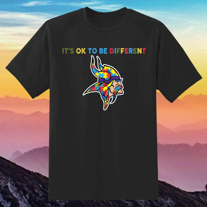 Hot Minnesota Vikings Autism Puzzle Piece Its Ok To Be Different Shirt