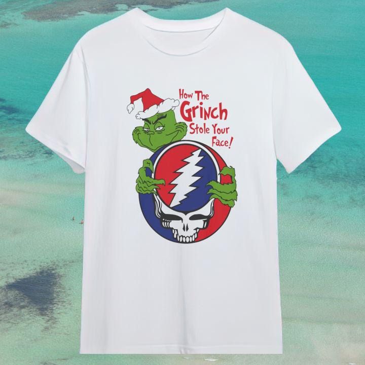 Funny Grateful Dead How The Grinch Stole Your Face Christmas T-Shirt