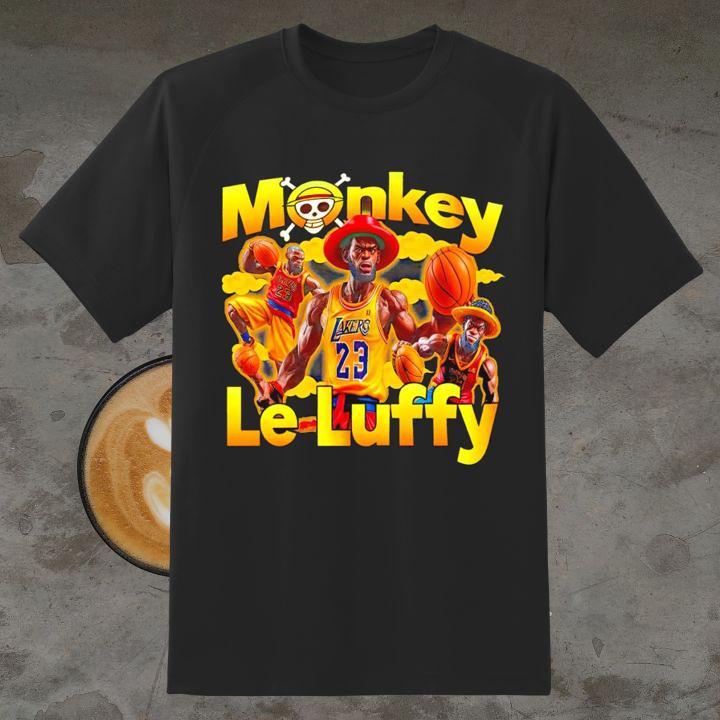 Lebron James Monkey Le Luffy Los Angeles Lakers One Piece Parody T-Shirt