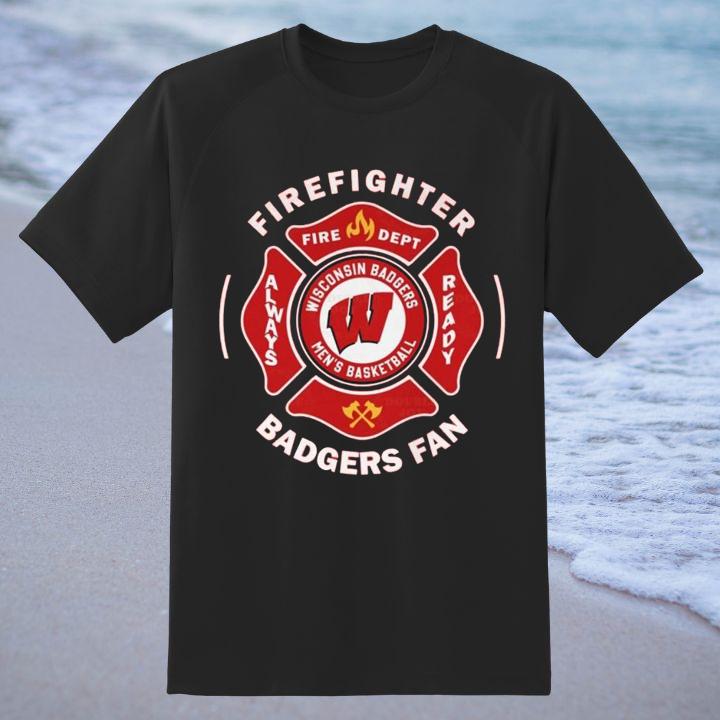 Fire Dept Wisconsin Badgers Logo Mens Basketball Firefighter T-Shirt