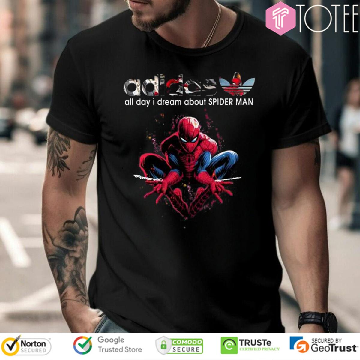 All Day I Dream About Spider Man Parody Adidas Logo T-Shirt