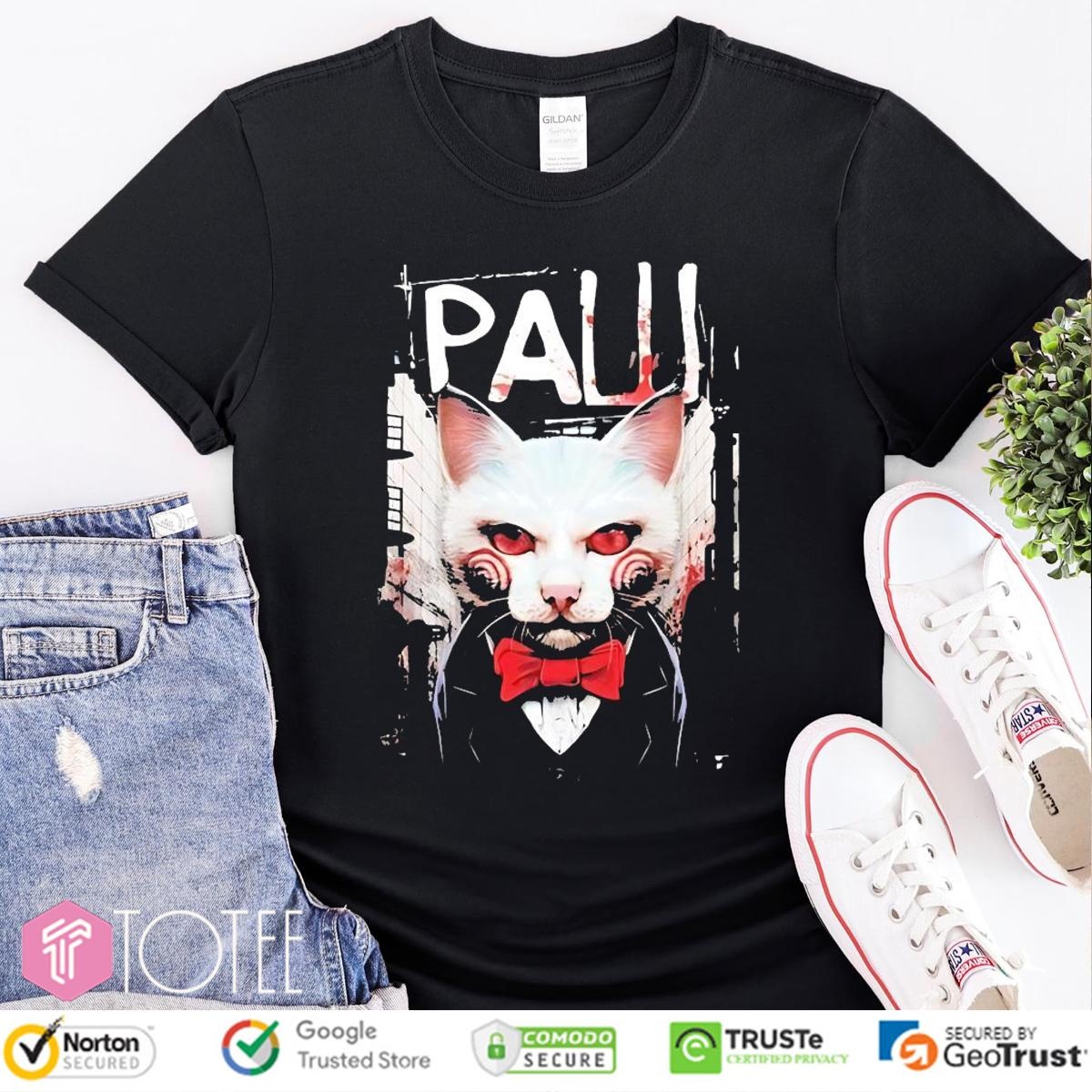 Horror Paw Cat Parody Saw Billy The Puppet T-shirt