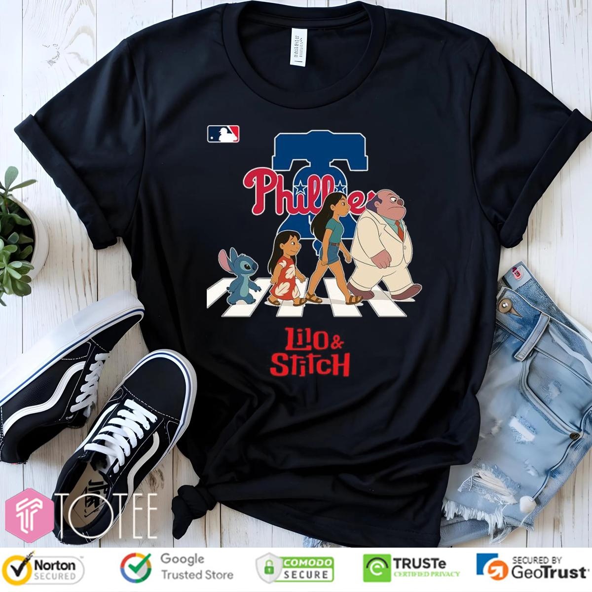 Lilo And Stitch Abbey Road Philadelphia Phillies Baseball T-shirt