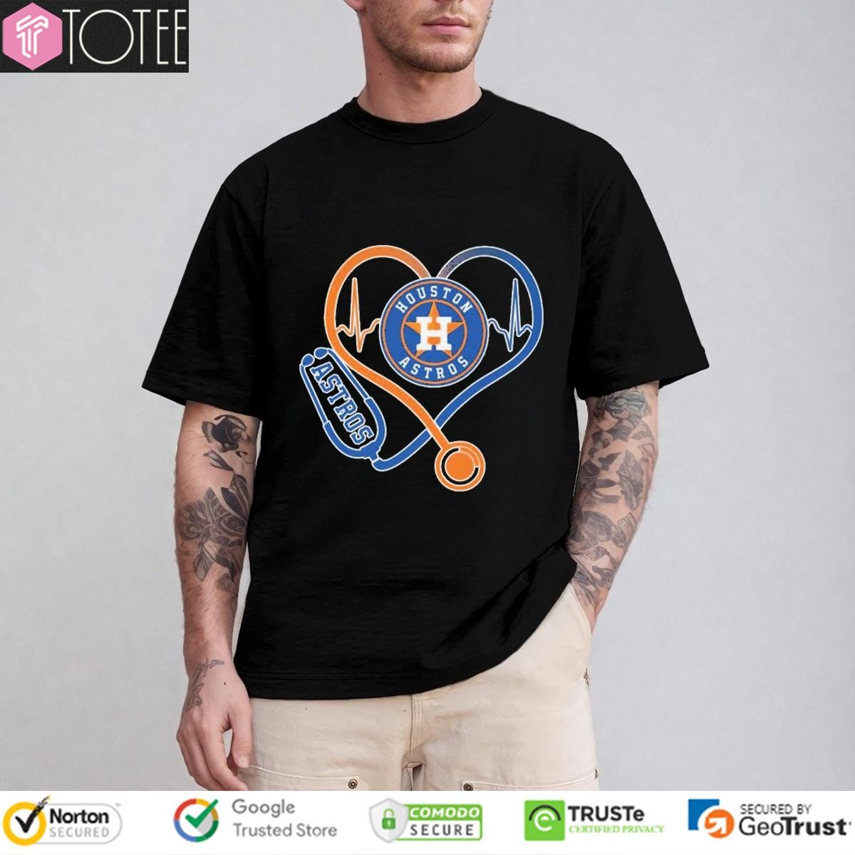 Stethoscope Heartbeat Nurse Houston Astros Baseball T-shirt
