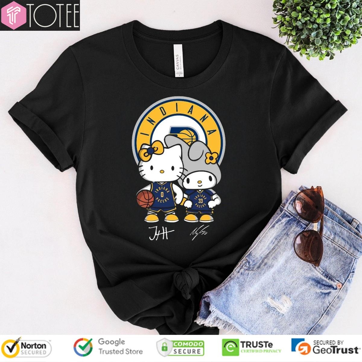 Indiana Pacers Tyrese Haliburton Myles Turner Hello Kitty Signatures T-shirt
