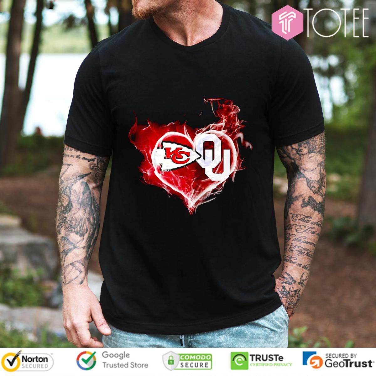 Smoke Heart Kansas City Chiefs Oklahoma Sooners T-shirt
