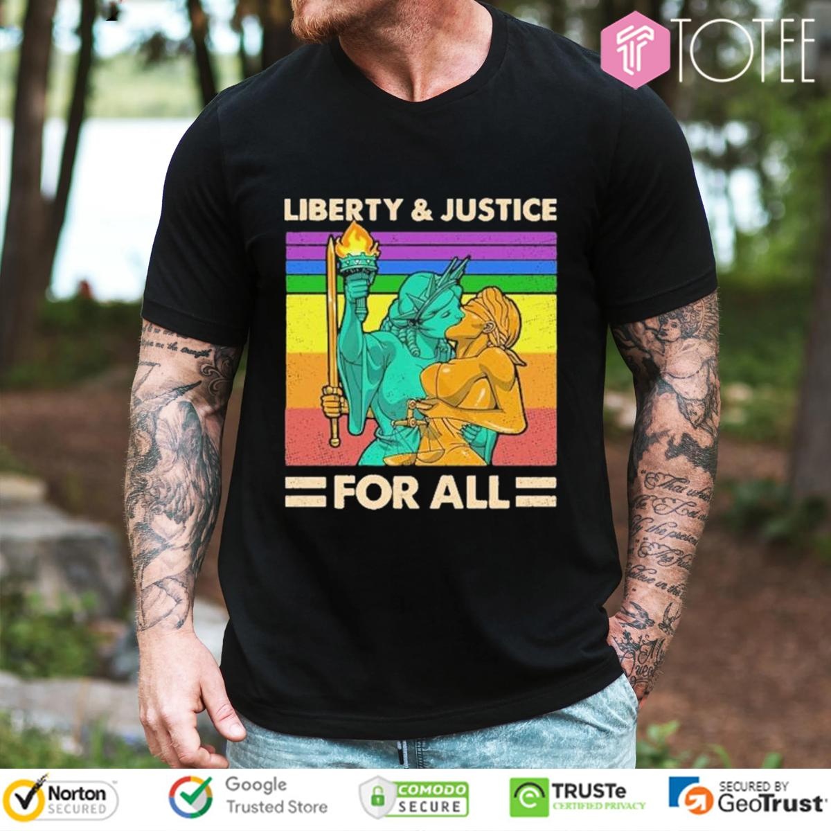 Lgbt Liberty Kiss Justice For All Vintage T-shirt
