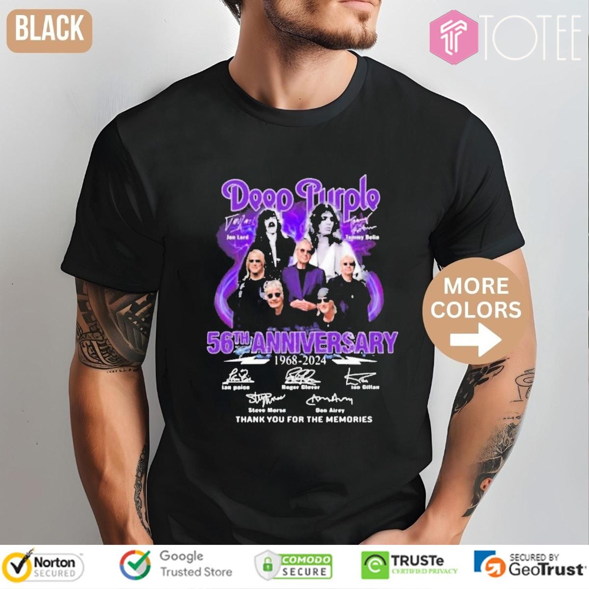 Deep Purple 56Th Anniversary 1968-2024 Signatures T-shirt