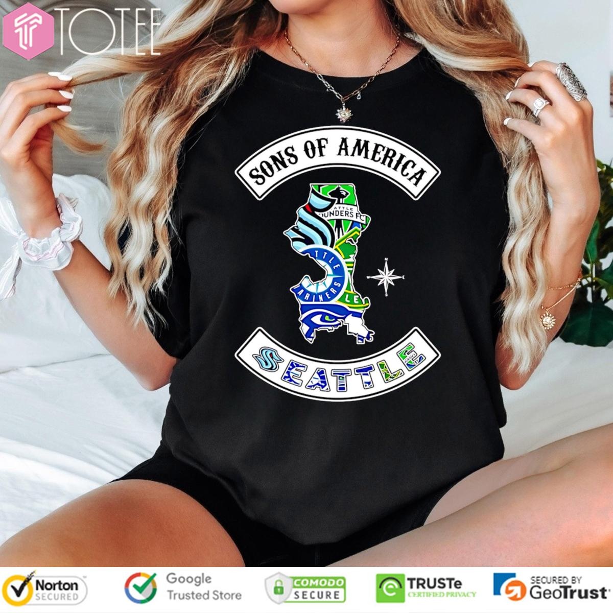 Sons Of America Seattle Sports Teams Parody Sons Of Anarchy Logo T-shirt