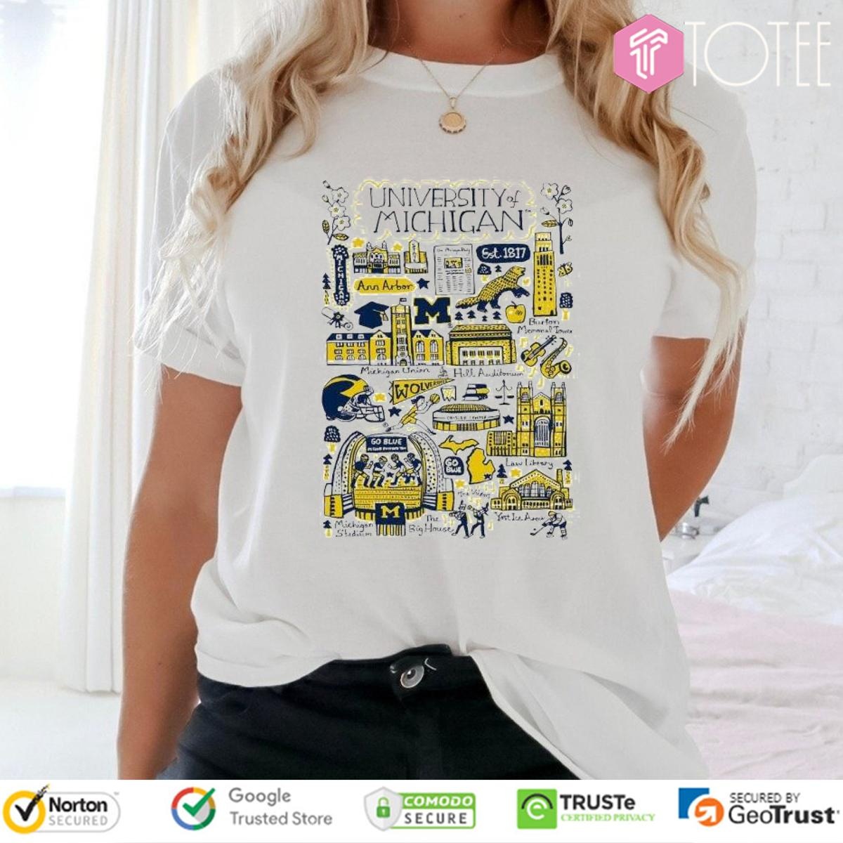 University Of Michigan Wolverines Art Illustration T-shirt