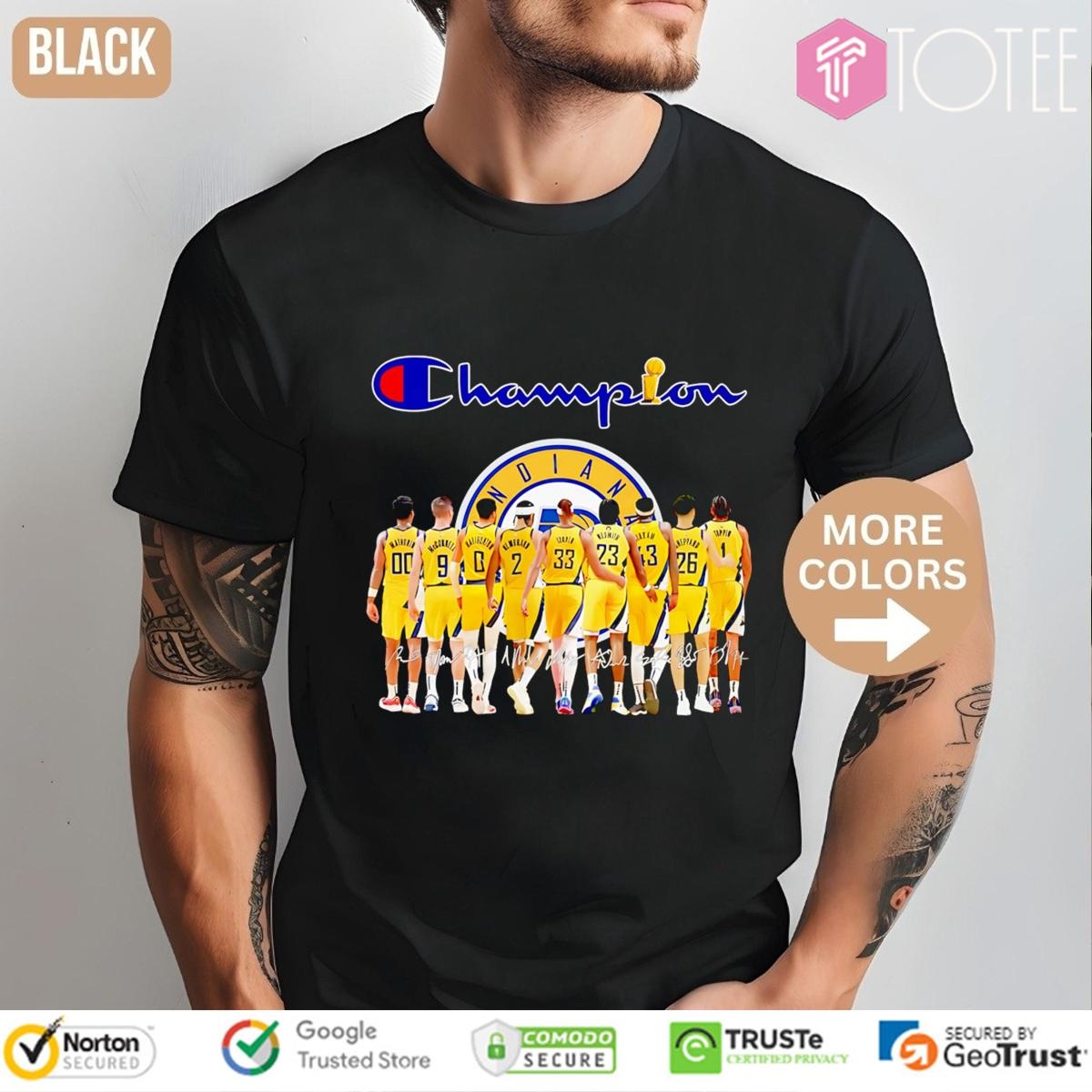Logo Champion Indiana Pacers Nba Players Signatures T-shirt