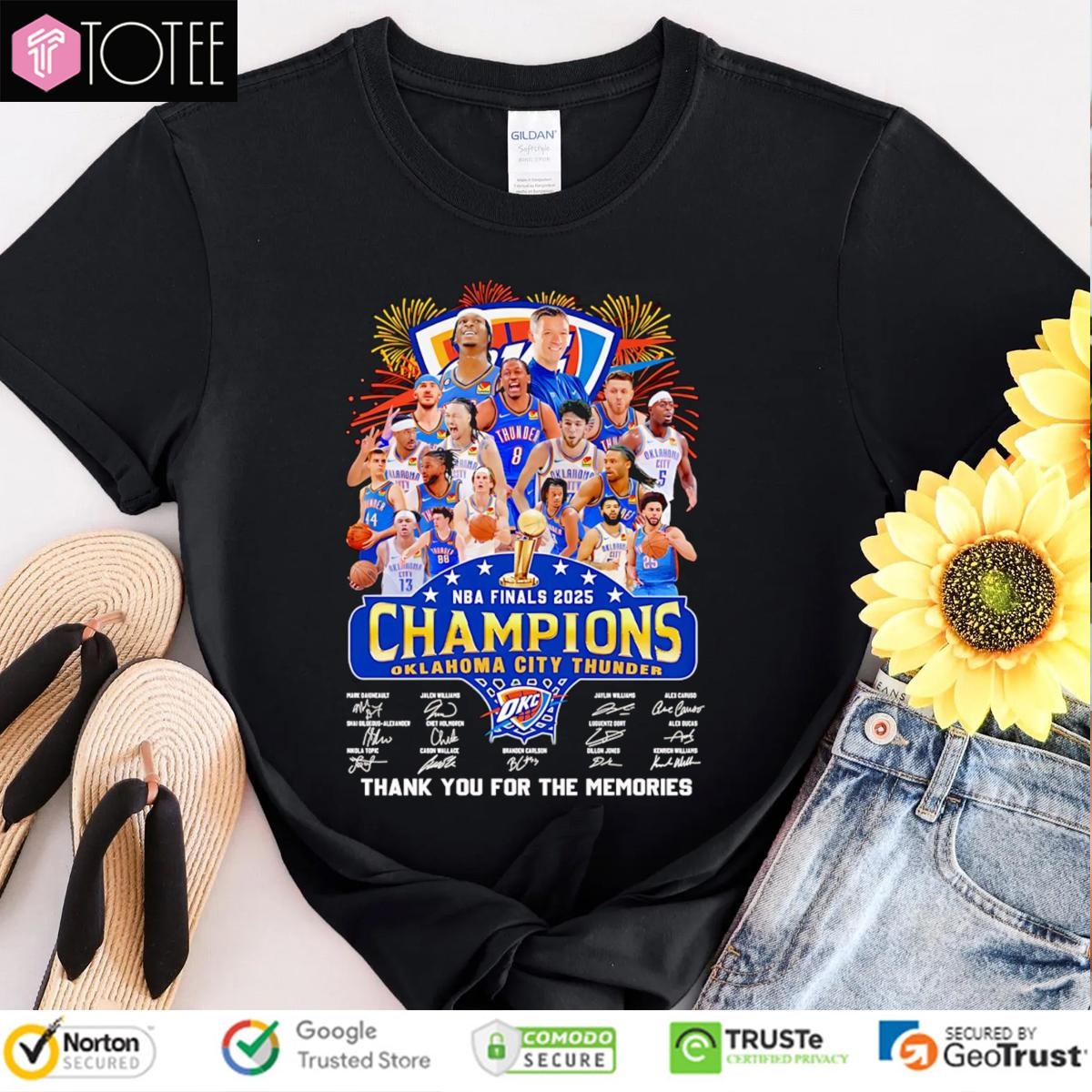 Oklahoma City Thunder Nba Finals 2025 Champions Signatures T-shirt