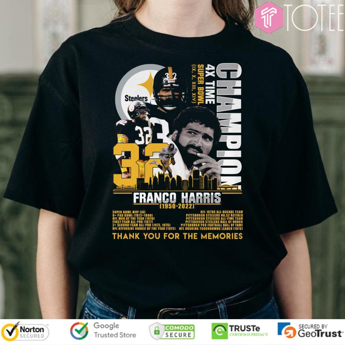 72 Years Of 1950-2022 Franco Harris Pittsburgh Steelers T-shirt