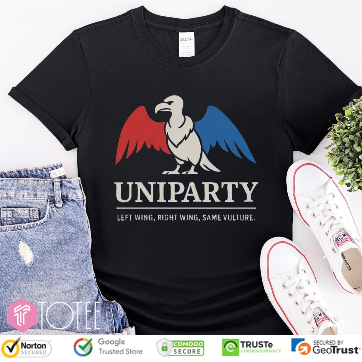 Uniparty Political Satire Left Wing Right Wing Same Vulture T-shirt
