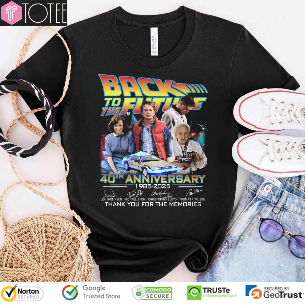 Back To The Future 40Th Anniversary 1985-2025 Thank You Memories Signatures T-shirt