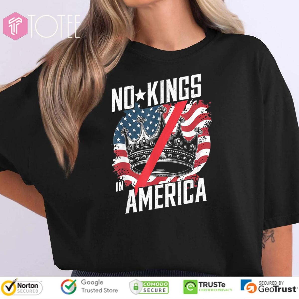 No Kings In America Protest Save Democracy Usa Flag T-shirt